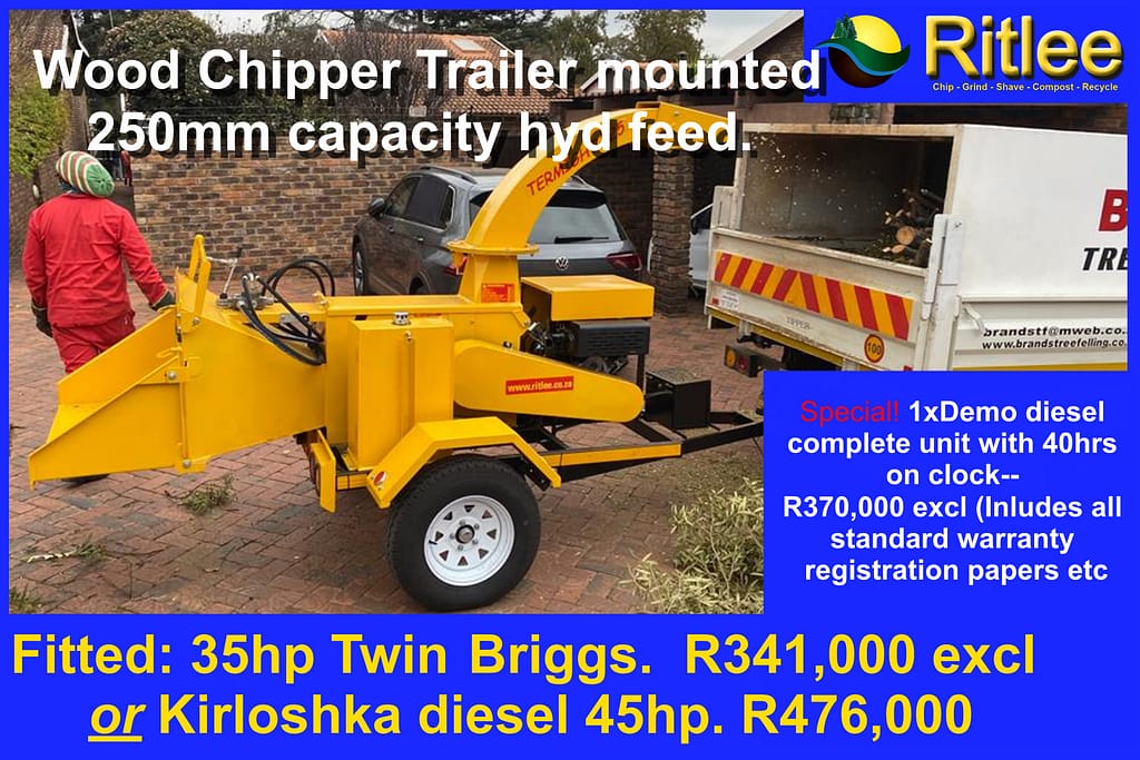 225 Hyd feed traile mounted wood chipper!