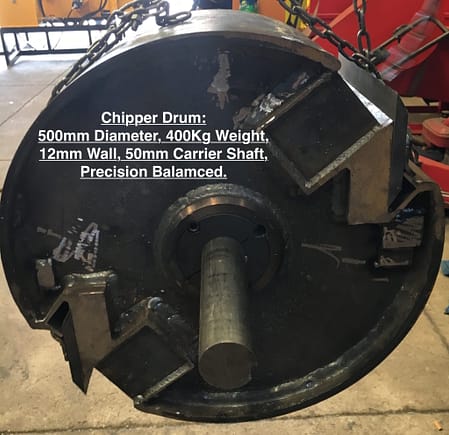 Ritlee 225 wood chipper chipper drum with 2x chipper blades sharp on 2 sides Ritlee 225 wood chipper chipper drum with 2x chipper blades sharp on 2 sides