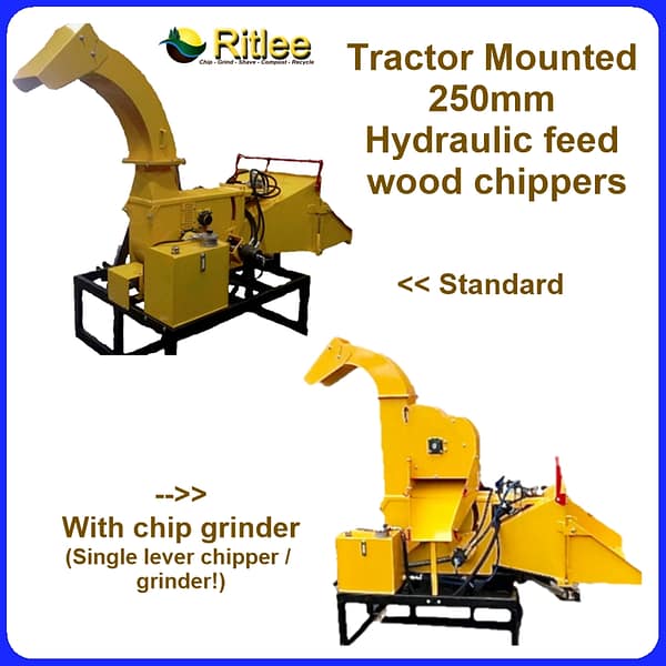Wood Chipper – Tractor Mounted – 225 Hydraulic Feed with 250mm Chipping Capacity